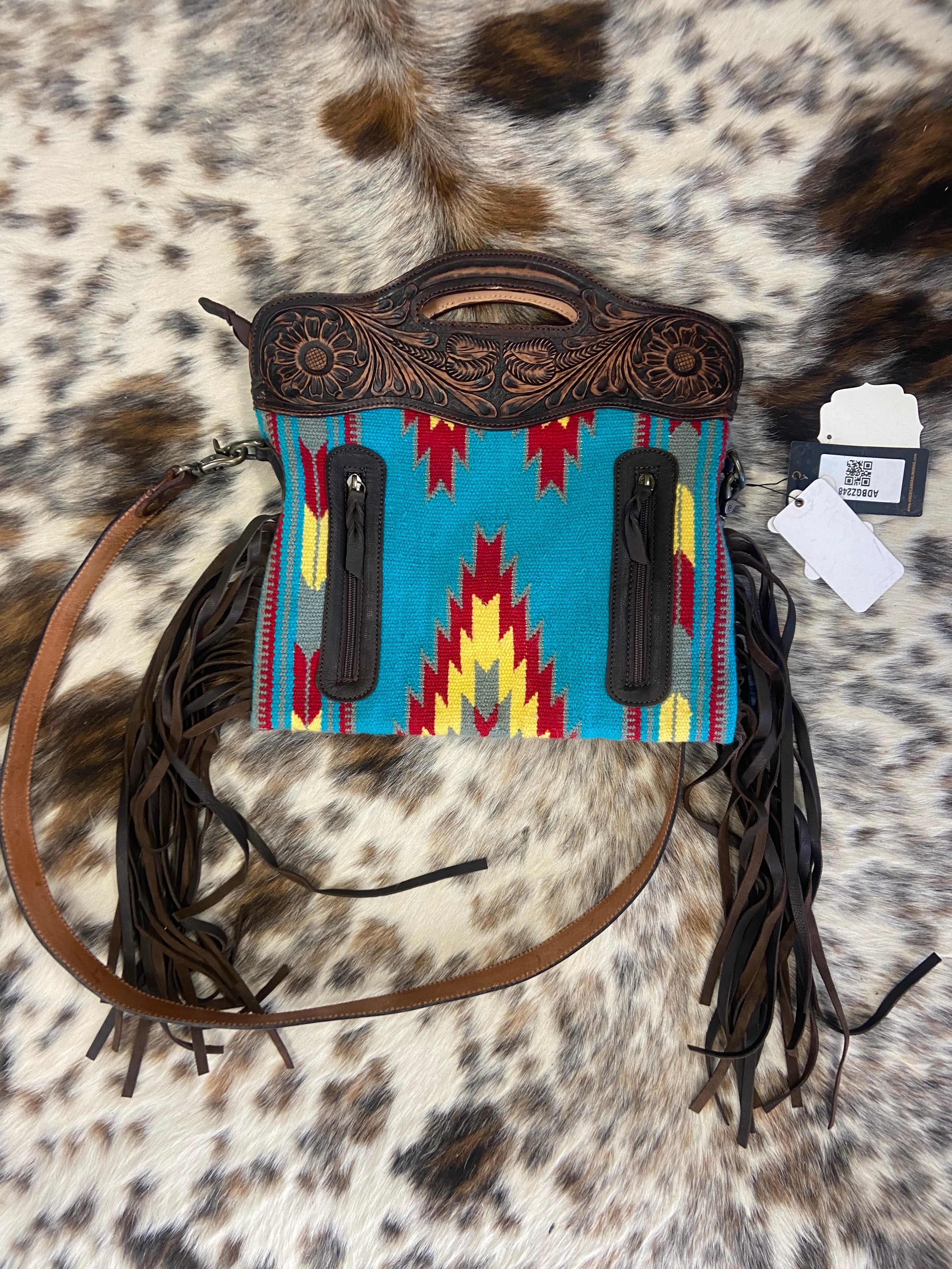 Tooled Saddle Blanket Purse